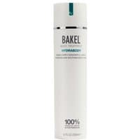 White Bakel Hydrabody 200 ml moisturizing body cream in a sleek cylindrical bottle with blue text.