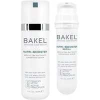 White Bakel Nutri-Booster serum bottle with silver accents and matching refill container.