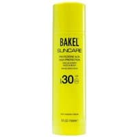 Yellow Bakel sunscreen body cream bottle, 150 ml, with black text and SPF 30 label.