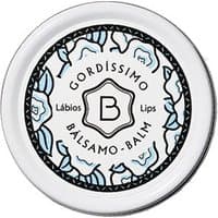 Benamor Gordissimo Lip Balm in a round white tin with floral design and black lettering, 12 ml size.