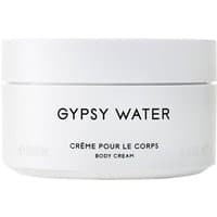 White Byredo Gypsy Water Body Cream jar, black text, 200 ml, minimalist design.