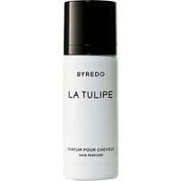 Byredo La Tulipe Hair Perfume, 75 ml, white cylindrical bottle with black cap and minimalist text design.