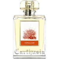 Carthusia Corallium Eau de Parfum 100 ml bottle with coral design and clear rectangular glass.
