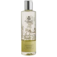 Clear bottle of Carthusia Mediterraneo Shower Gel, 250 ml, with silver cap and intricate label design.