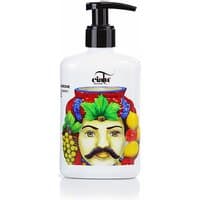 White Ciatu almond liquid soap bottle with colorful face design and black pump dispenser.