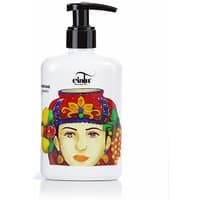 White Ciatu liquid soap bottle with colorful face design, black pump, 250 ml.