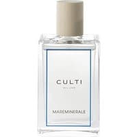 Clear rectangular bottle of Culti Mareminerale marine room spray with beige cap and minimalist label design.
