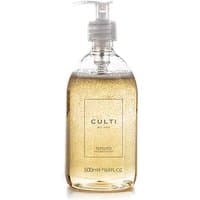Clear bottle of Culti Tessuto Hand & Body Soap, 500 ml, with pump dispenser and beige liquid soap inside.