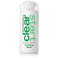 White bottle of Dermalogica Breakout Clearing Foaming Wash with green text and clear cap, 177 ml.