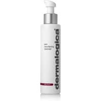 White Dermalogica bottle with pump, gray cap, and bold black logo, labeled "skin resurfacing cleanser" 150 ml.