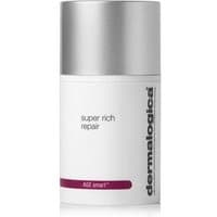 White cylindrical bottle with silver cap, labeled "Dermalogica Super Rich Repair" in black text, 50 ml size.