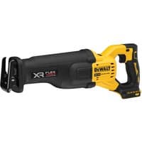 Yellow and black DeWalt 18V XR reciprocating saw with ergonomic handle and blade clamp.