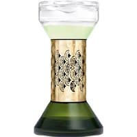 Diptyque Figuier diffuser, 75 ml, with green liquid, clear top, and ornate gold-patterned middle section.