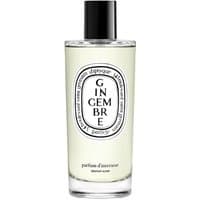 Clear glass bottle of Diptyque Gingembre Room Spray with black cap and white label featuring black text.