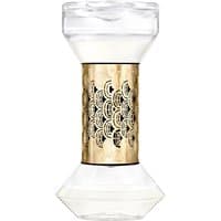 Clear glass Diptyque Roses diffuser with gold decorative band, 75 ml, floral scent.