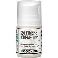 White Ecooking 24 Hours Cream bottle with pump dispenser and black text label, 50 ml size.