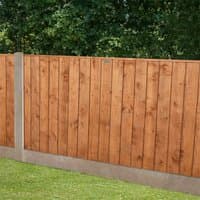 Forest Garden vertical closeboard fence panel, 6' x 3', natural wood finish, horizontal support beams.