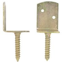 Forest Garden L brackets, pack of 4, zinc-plated with screws, right-angle design, two holes on the flat side.