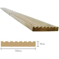 Forest treated softwood deck board, 19mm thick, 120mm wide, 2.4m long, grooved surface, pack of 20.