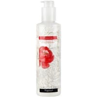 Fragonard Pivoine Lait Corps 250 ml bottle with floral design and pump dispenser, featuring red peony illustration.