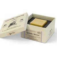 Gamila Secret Lavander Heaven cleansing bar in an open cream box with black interior, 115g for dry skin.