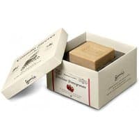 Gamila Secret Precious Pomegranate Cleansing Bar in an open beige box with red label, for sensitive skin.