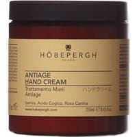 Brown jar of Hobe Pergh Antiage Hand Cream, 250 ml, with beige label and black text.