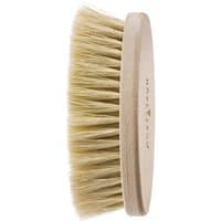 Hobe Pergh body brush with light wooden handle and dense natural bristles, oval shape, one size.