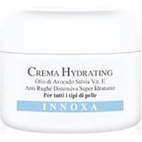 White Innoxa Crema Hydrating jar, blue label, 50 ml, moisturizing face cream for all skin types, Italian text.