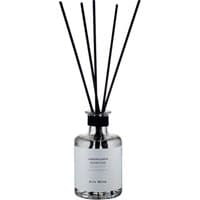 Clear glass diffuser with black reeds, white label, and black cap, 200 ml, by Laboratorio Olfattivo.