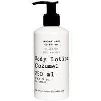 White bottle of Laboratorio Olfattivo Cozumel Body Lotion 250 ml with black pump and minimalist text design.