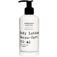 White bottle of Laboratorio Olfattivo Decou-Vert Body Lotion with black pump and minimalist text design.