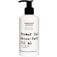 White bottle of Laboratorio Olfattivo Decou-Vert Shower Gel 250 ml with black pump and bold black text.
