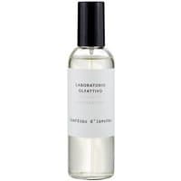 Clear bottle with black cap, white label reading "Laboratorio Olfattivo Giardino d'Inverno" woody room spray, 100 ml.