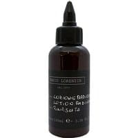 Dark brown bottle with black nozzle, white text label, Lumi RINASCITA Lotion Radicchio, 100 ml, anti-age hair treatment.