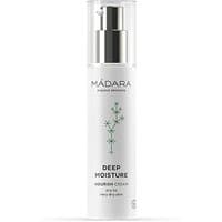 White Madara Deep Moisture Cream bottle with silver pump and green floral design, 50 ml for dry skin.