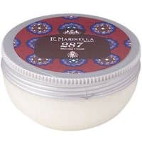 Marinella 287 Shaving Cream 200 ml, round white jar with silver lid and red label featuring blue floral patterns.