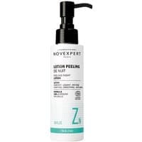 White Novexpert cleansing face emulsion bottle with black pump, teal accents, and text detailing product benefits.