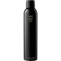 Black Oribe Superfine Hair Spray bottle, 265 ml, with gold text and sleek cylindrical design.