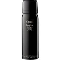 Black Oribe Superfine Hair Spray bottle, travel size, with white text and sleek design.