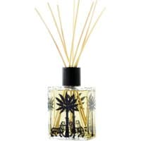 Ortigia Bergamotto diffuser 500 ml with palm design, black cap, and reed sticks in clear glass bottle.