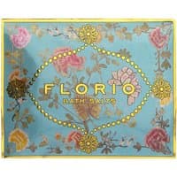 Ortigia Florio Bath Salts Sachet, 75g, blue packaging with floral design and gold accents.