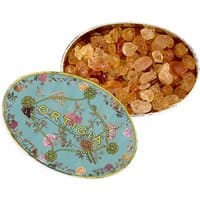 Ortigia Florio scented crystals in an oval tin with floral design and gold lettering.