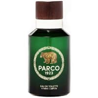 Green Parco 1923 Eau de Toilette bottle with brown cap, featuring a gold bear emblem and white text.