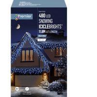 Premier 480 LED light chain snowflake, 11.8m, blue and white lights, for outdoor holiday decoration.