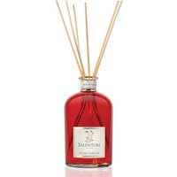 Red glass bottle diffuser with wooden reeds, labeled "Salentum - Aria di Natale," 250 ml, spicy fragrance.