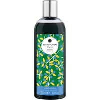Tuttotondo Mirto Soothing Shower Gel 300 ml, dark bottle with green and yellow leaf design, silver cap.