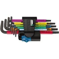 Wera L Key Torx set, multi-color, 9 pieces, sizes TX8-TX40, with holding function, black holder included.