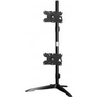 Black Amer Mounts AMR2S32V monitor stand with dual adjustable mounts on a vertical pole and sturdy tripod base.