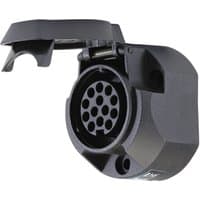 Black Draper 13-Pin Euro Towing Socket with hinged cover and circular pin arrangement.